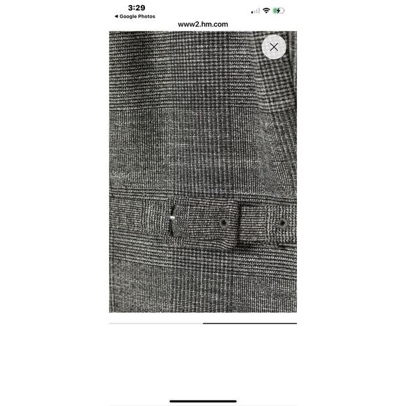 H&M Large Black White Plaid Check Sheath Dress Belted Cap Sleeve Knee Length - Picture 4 of 9